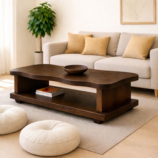 Solid Wood Coffee Table with Open Shelf – Modern Living Room Center Table - view 1 of 9