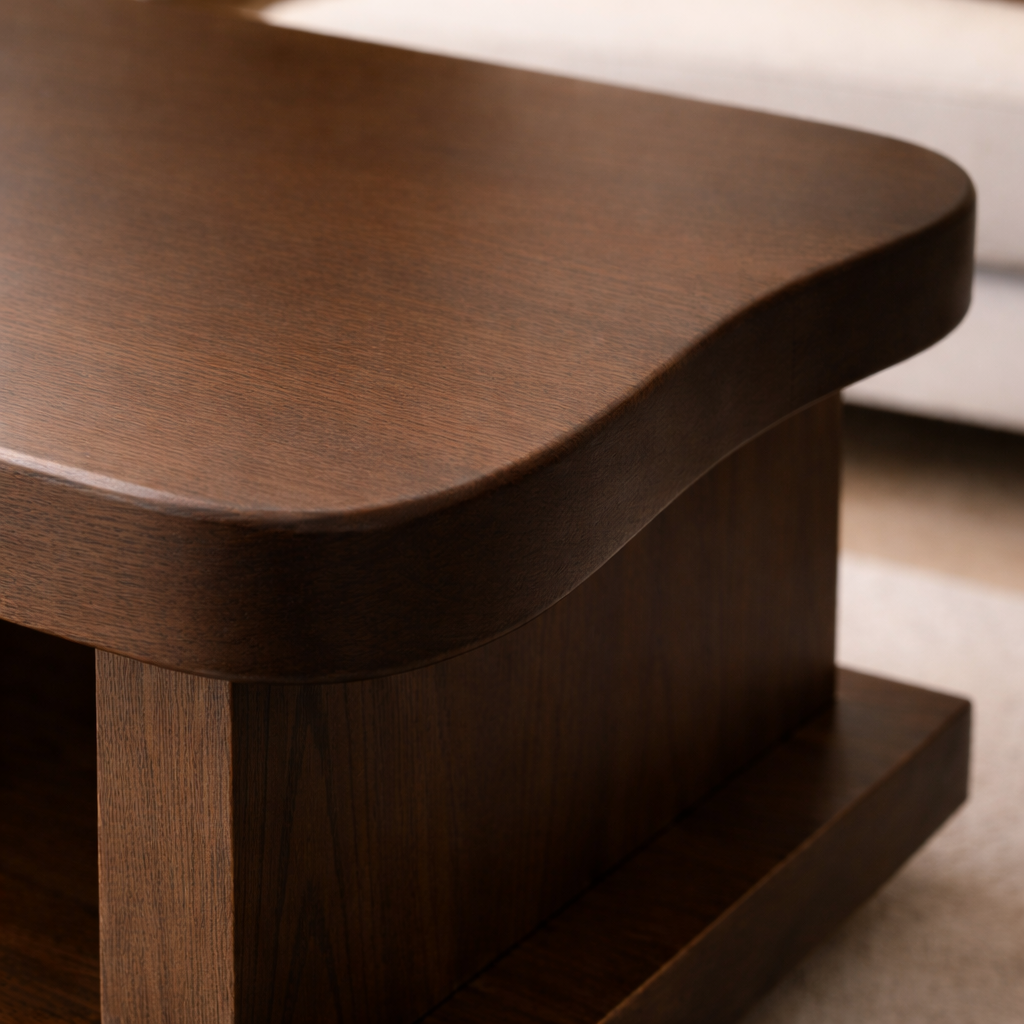 Solid Wood Coffee Table with Open Shelf – Modern Living Room Center Table - view 3 of 9