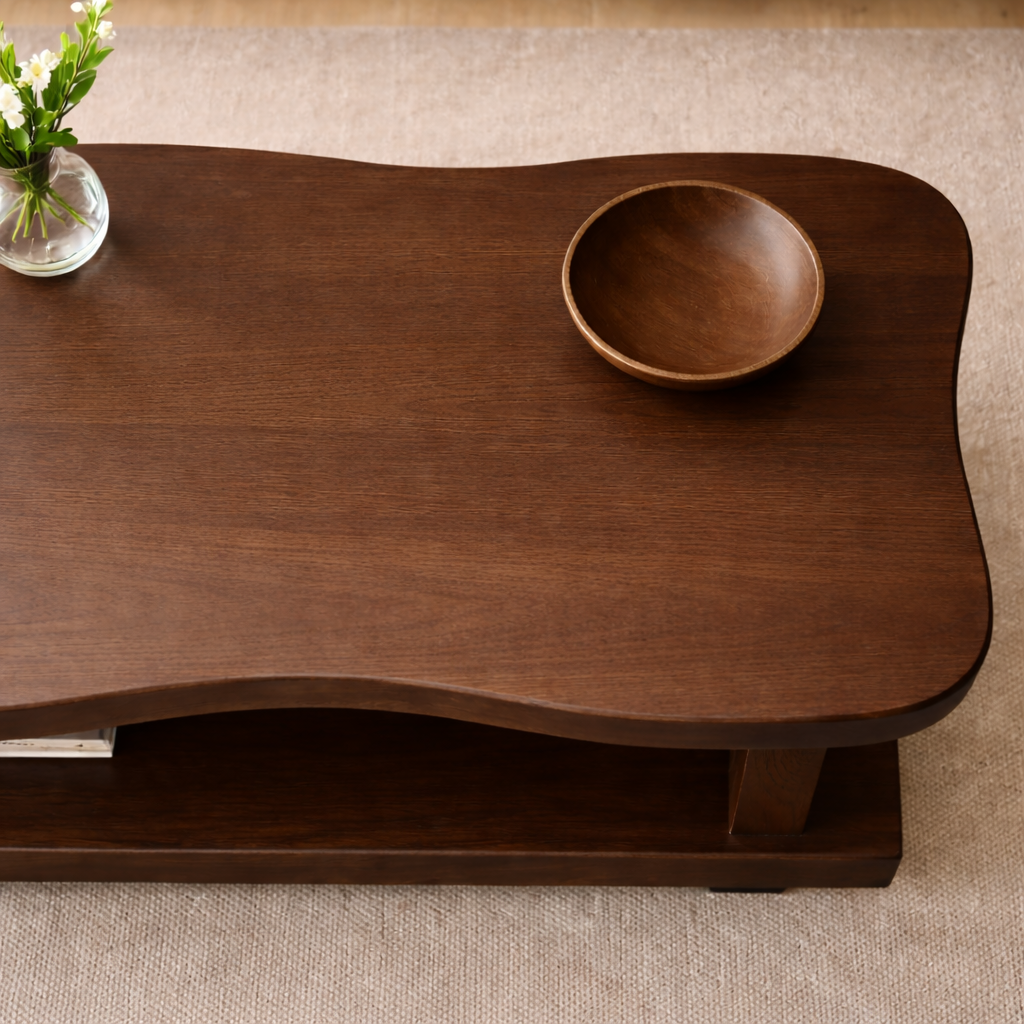 Solid Wood Coffee Table with Open Shelf – Modern Living Room Center Table - view 6 of 9