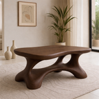 Solid Wood Sculptural Coffee Table with Organic Curved Base - view 2 of 9