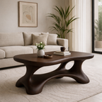 Solid Wood Sculptural Coffee Table with Organic Curved Base - view 1 of 9