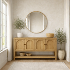 Solid Wood Console Table with Arched Doors – Rustic Storage Sideboard - view 1 of 7