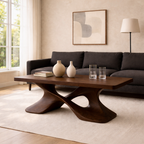 Elegant Solid Wood Coffee Table with Curved Base – Modern Living Room Decor - view 1 of 9