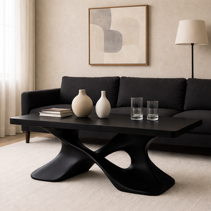 Elegant Solid Wood Coffee Table with Curved Base – Modern Living Room Decor - view 6 of 9