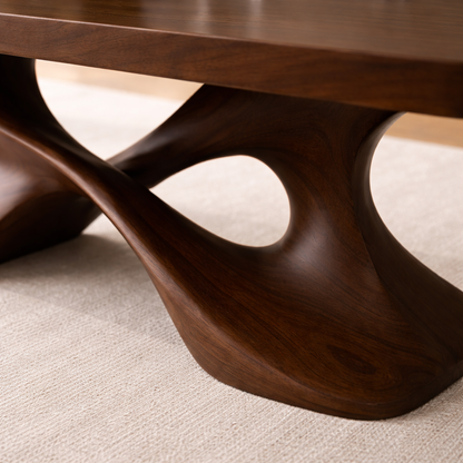 Elegant Solid Wood Coffee Table with Curved Base – Modern Living Room Decor - view 2 of 9