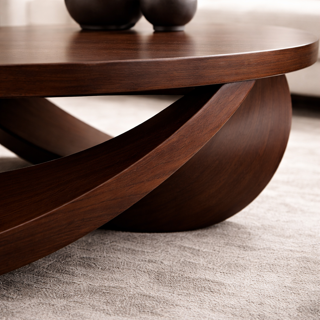 Sculptural Solid Wood Coffee Table – Modern Elegant Design for Living Rooms - view 2 of 9