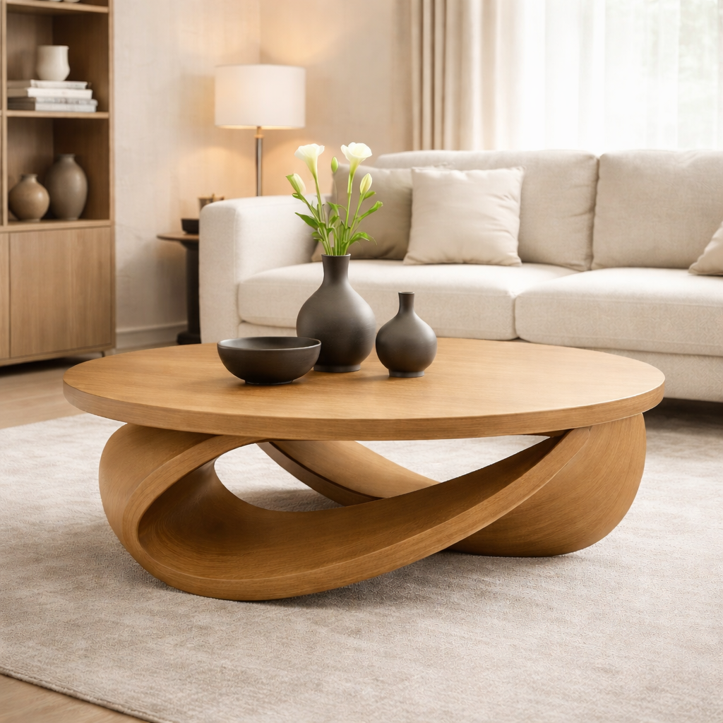 Sculptural Solid Wood Coffee Table – Modern Elegant Design for Living Rooms - view 4 of 9
