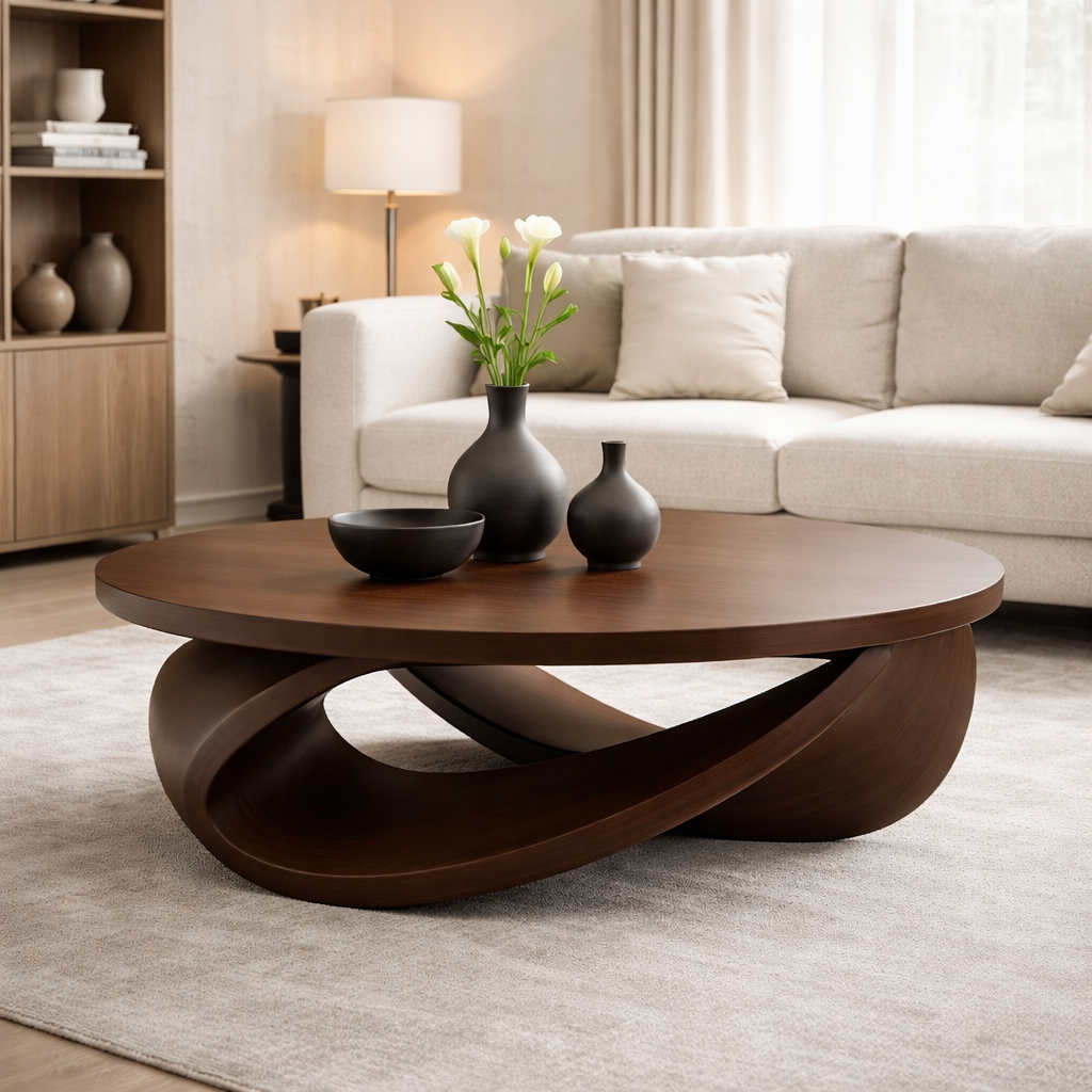 Sculptural Solid Wood Coffee Table – Modern Elegant Design for Living Rooms - view 3 of 9