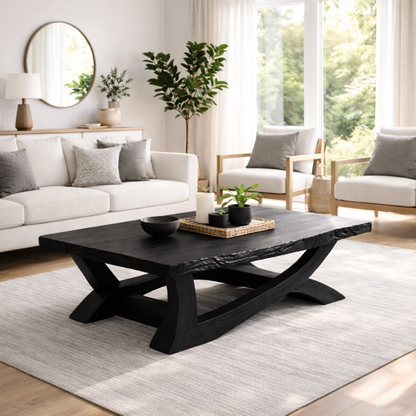 Rustic Solid Wood Coffee Table with Live Edge Design – Natural Charm for Living Rooms - view 5 of 8