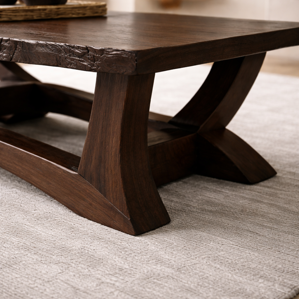 Rustic Solid Wood Coffee Table with Live Edge Design – Natural Charm for Living Rooms - view 2 of 8