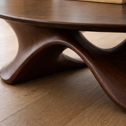 Sculptural Solid Wood Coffee Table – Modern Twisted Design Living Room Centerpiece - view 4 of 8