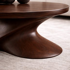Modern Solid Wood Coffee Table with Sculptural Base – Contemporary Round Coffee Table - view 2 of 8