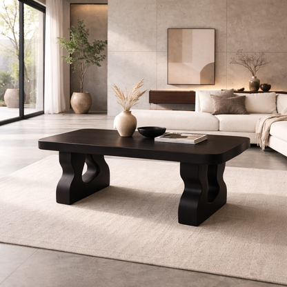 Solid Wood Coffee Table with Sculptural Legs – Modern Living Room Center Table - view 3 of 7