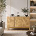 Solid Wood Fluted Console Sideboard – Modern Walnut Storage Cabinet - view 4 of 9