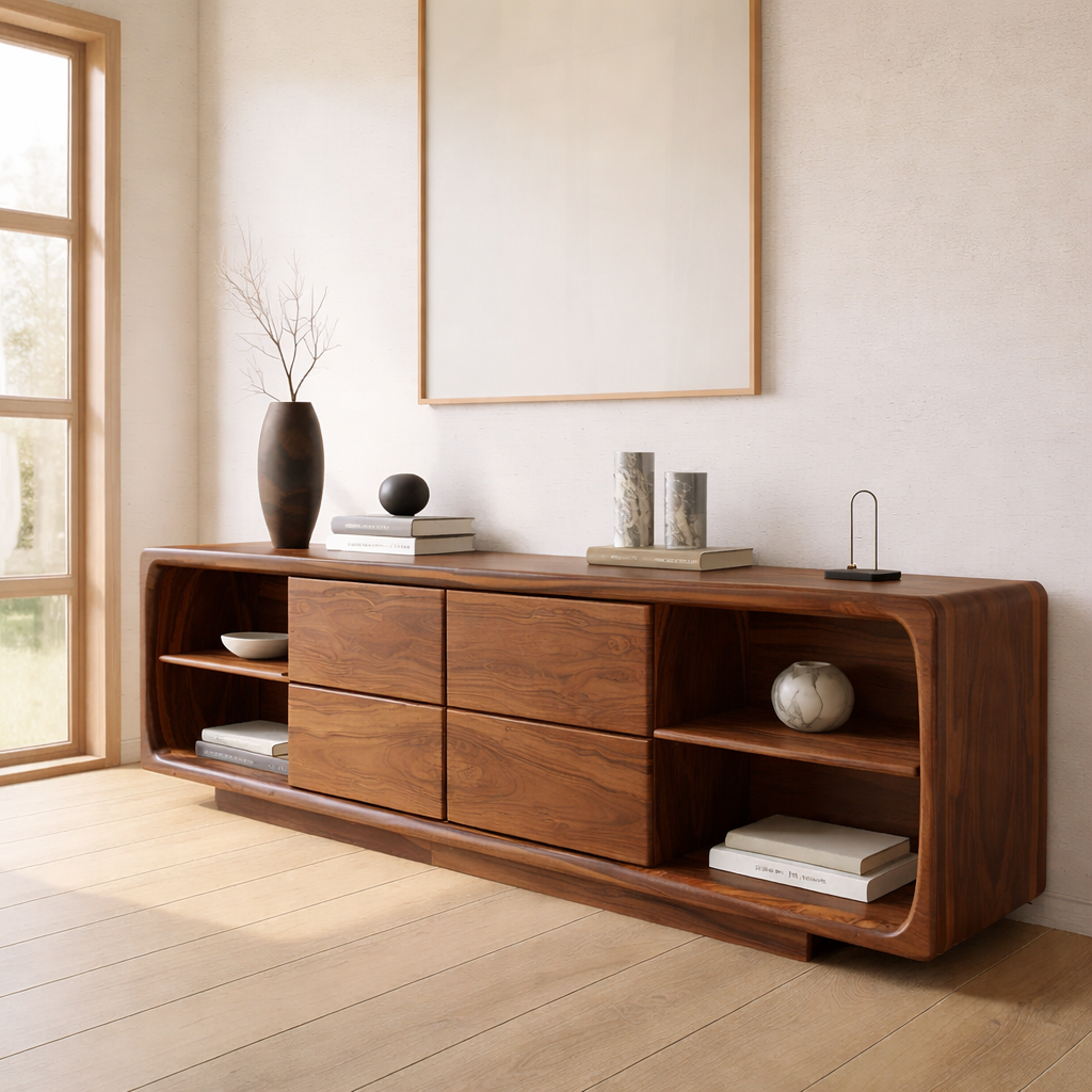 Solid Wood Console Table with Drawer Storage and Open Shelf Design for Modern Living Room - view 3 of 9