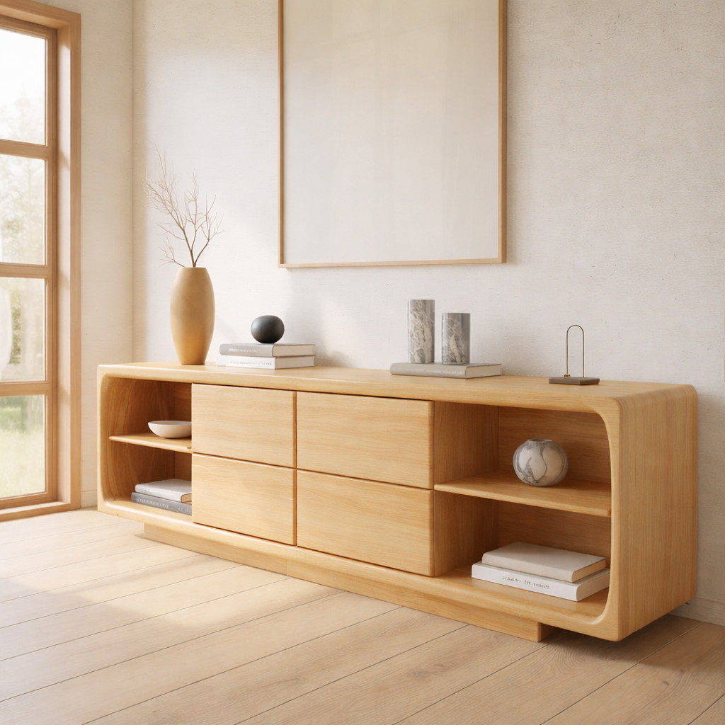 Solid Wood Console Table with Drawer Storage and Open Shelf Design for Modern Living Room - view 4 of 9