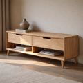 Solid Wood Entryway Bench with 2 Drawers & Open Shelf – Modern Storage Bench - view 3 of 9