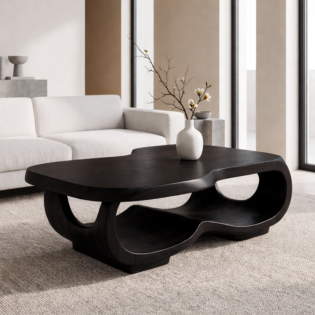 Handcrafted Live Edge Coffee Table – Sculpted Organic Wood Base - view 5 of 9