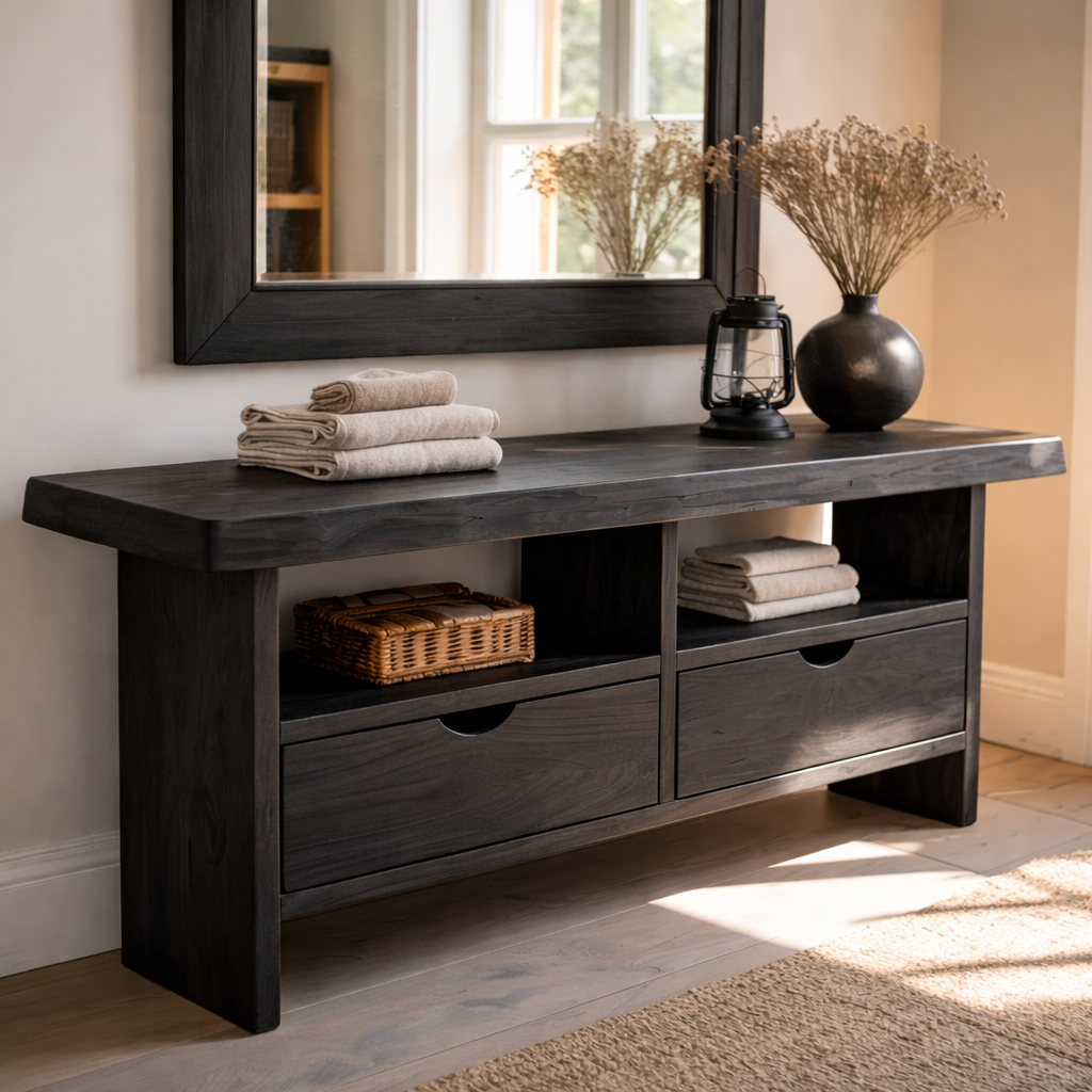 Solid Wood Console Table with Live Edge Top and Drawers for Storage - view 5 of 9