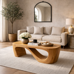 Solid Wood Coffee Table with Sculptural Curved Base and Organic Minimal Design - view 2 of 8
