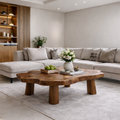 Solid Wood Live Edge Coffee Table with Chunky Legs Rustic Organic Design - view 3 of 9