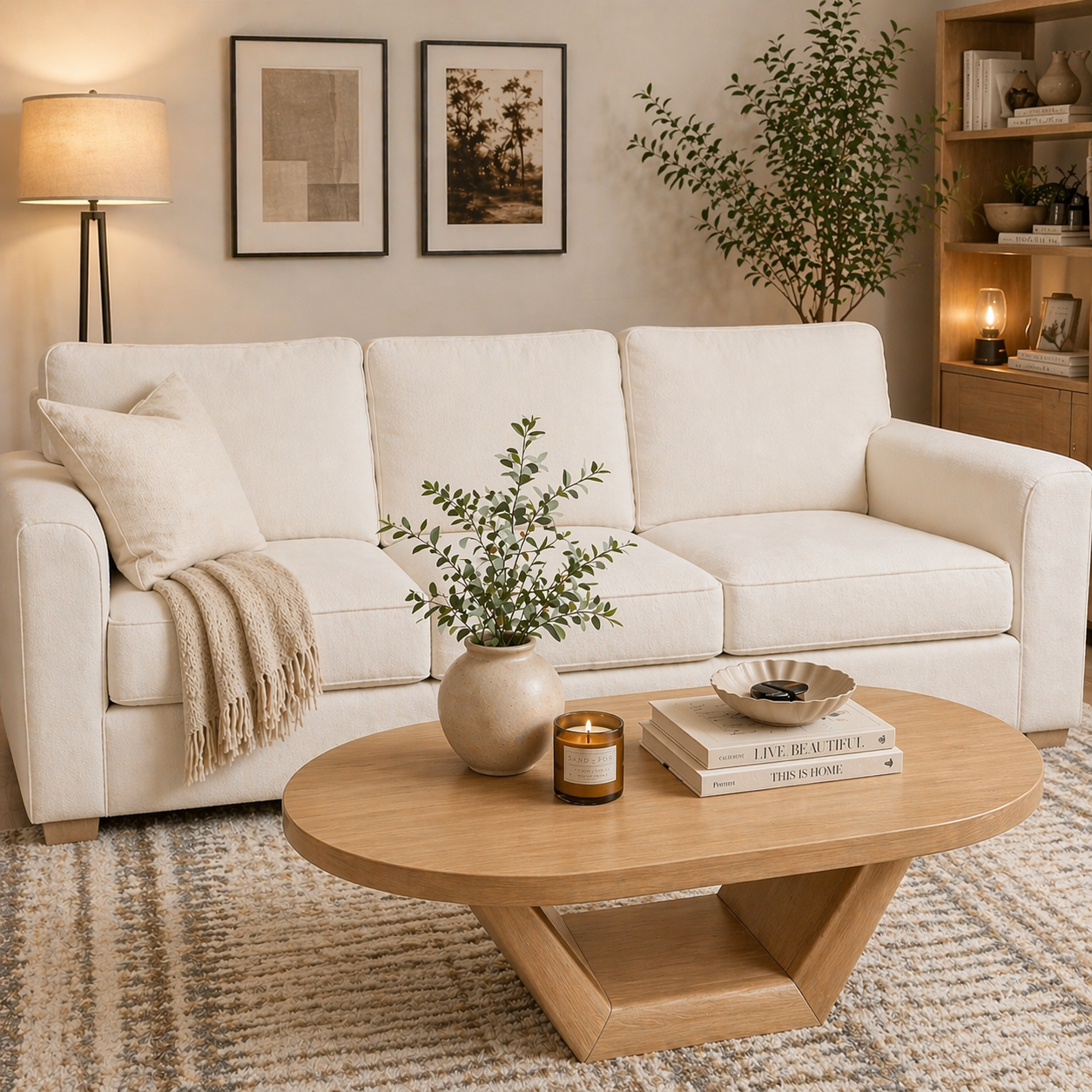 Solid Wood Coffee Table with Sculptural Base - view 4 of 9
