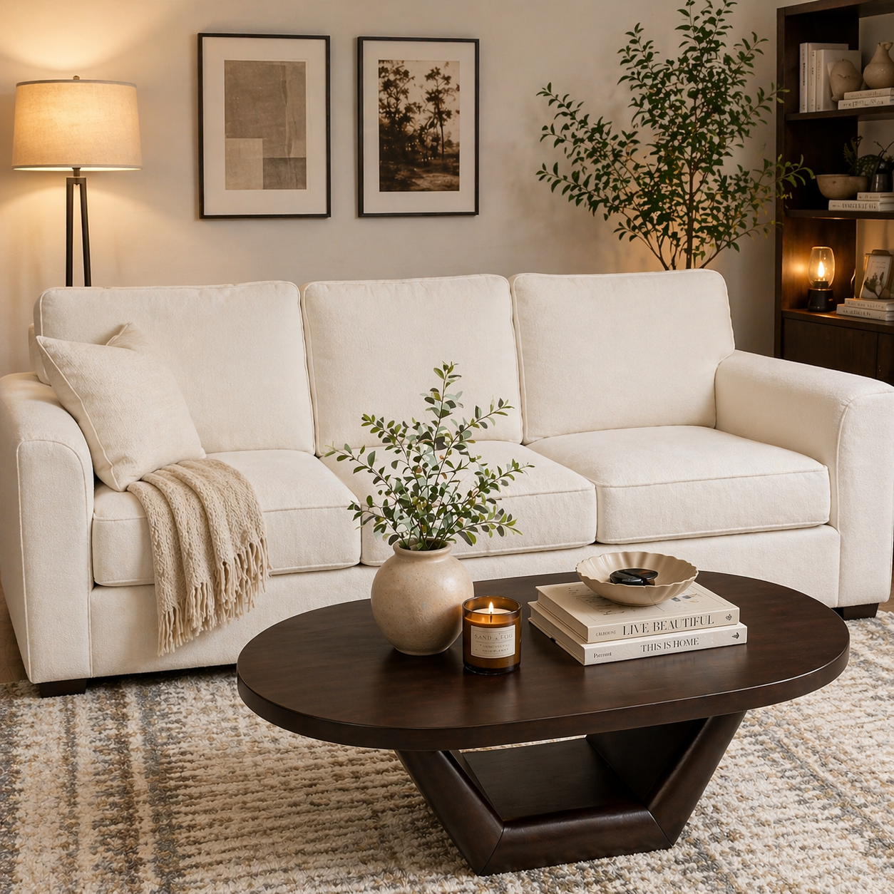 Solid Wood Coffee Table with Sculptural Base - view 3 of 9