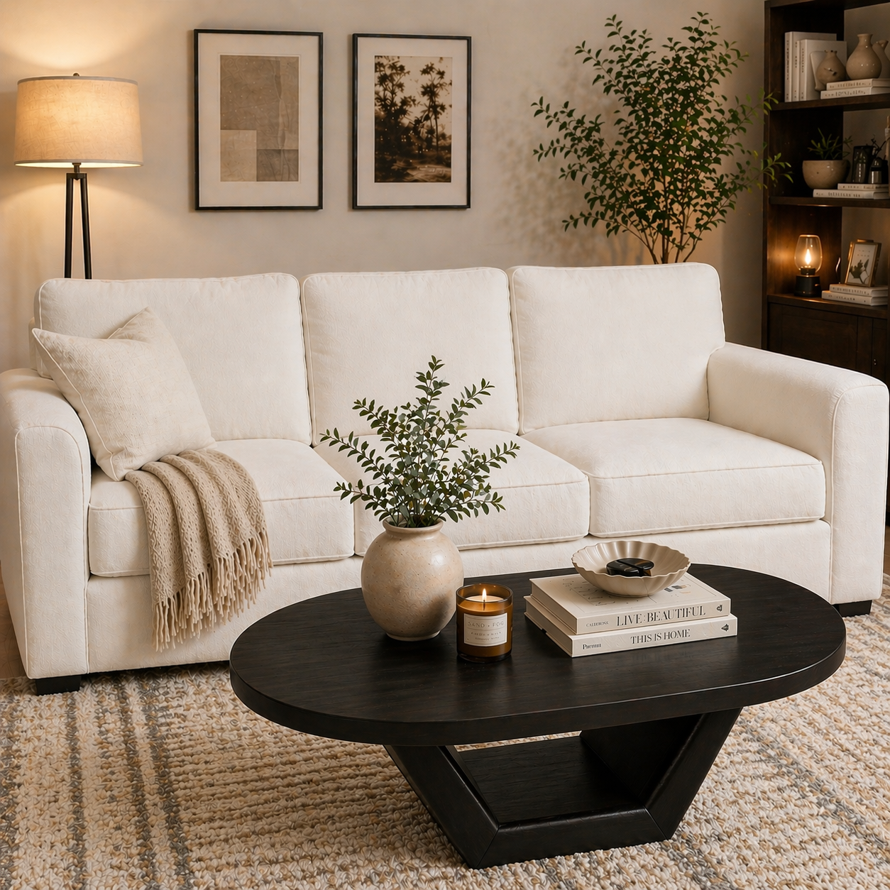 Solid Wood Coffee Table with Sculptural Base - view 5 of 9