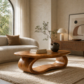 Solid Wood Coffee Table with Sculptural Loop Base and Organic Top - view 1 of 9
