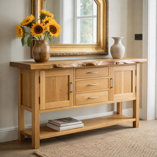 Solid Wood Sideboard Console Table with Drawers, Cabinet Doors & Lower Shelf – Entryway Storage Cabinet - view 1 of 9
