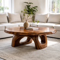 Solid Wood Sculptural Coffee Table – Round Organic Wooden Coffee Table - view 1 of 9