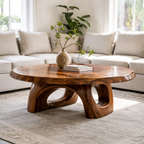 Solid Wood Sculptural Coffee Table – Round Organic Wooden Coffee Table - view 1 of 9