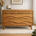 Solid Wood Console Table with Multi Layer Wave Drawer Design for Modern Interior - view 3 of 9