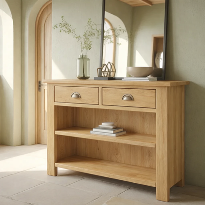 Solid Wood Console Table with Drawers and Shelves – Entryway Storage Console - view 1 of 9