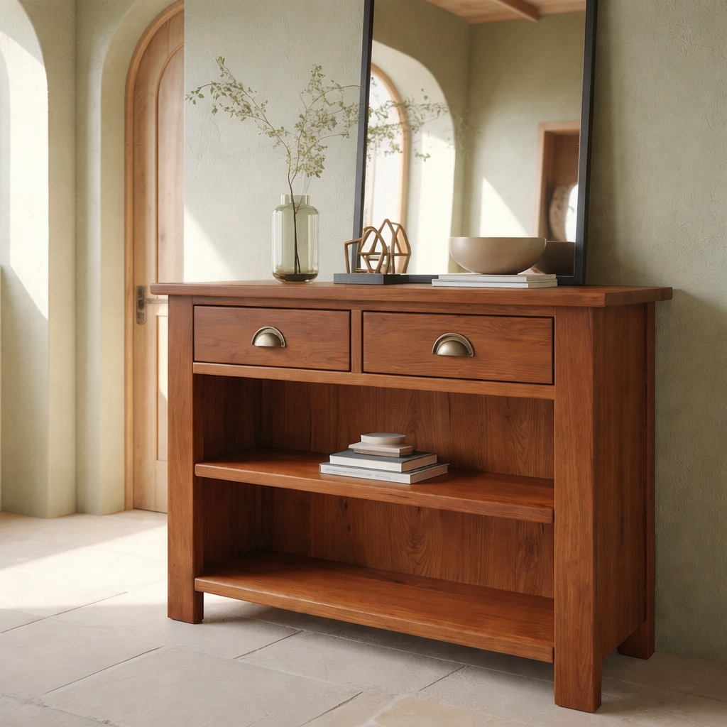 Solid Wood Console Table with Drawers and Shelves – Entryway Storage Console - view 4 of 9