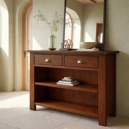 Solid Wood Console Table with Drawers and Shelves – Entryway Storage Console - view 3 of 9