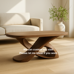 Modern Solid Wood Coffee Table with Sculptural Curved Base – Handmade Living Room Table - view 10 of 10