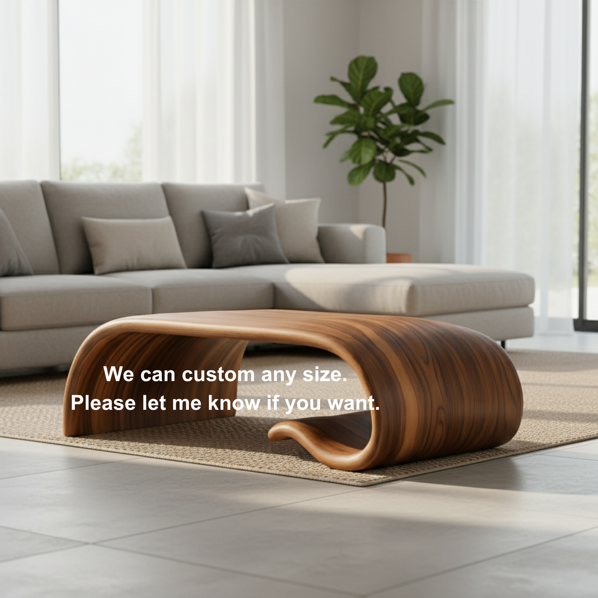 Solid Wood Sculptural Coffee Table with Curved Wave Base – Modern Organic Coffee Table - view 11 of 11