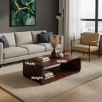 Solid Wood Coffee Table with Open Shelf – Modern Low Coffee Table for Living Room - view 8 of 10