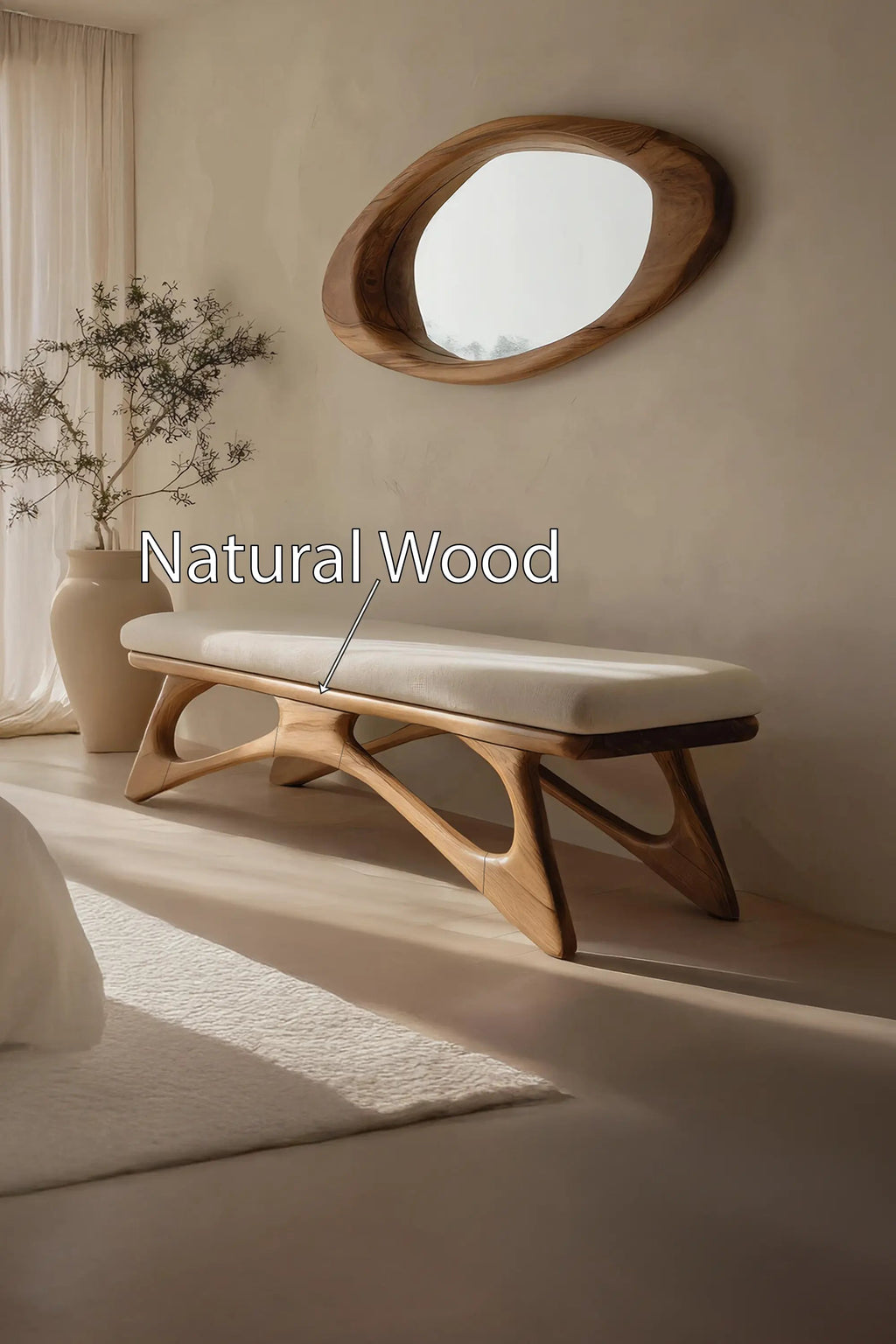 Modern Flowing Wood Bench For Furniture Accent - view 5 of 7