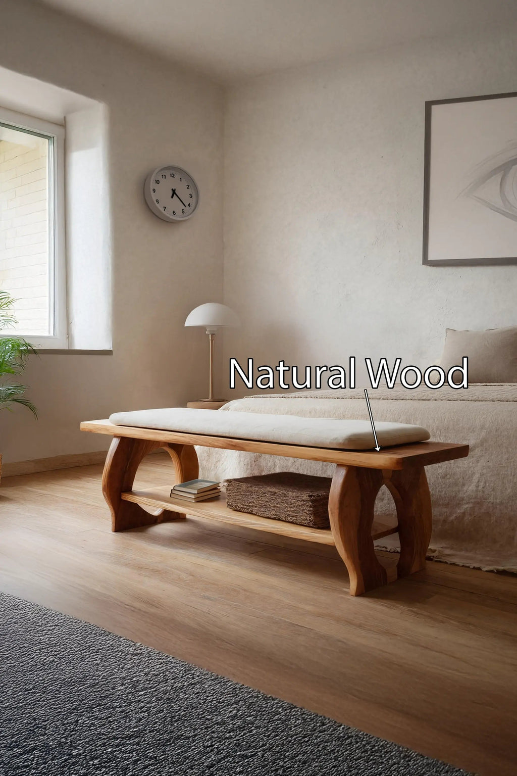 Artisan Curved Wood Bench For Modern Bedroom Design - view 5 of 7