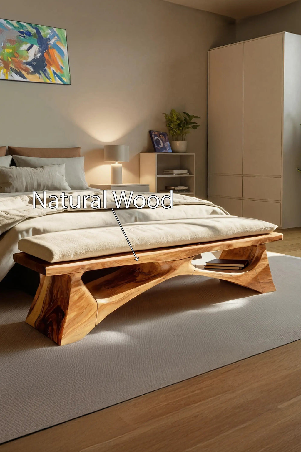 Handcrafted Solid Wood Bench For End-of-Bed Styling - view 5 of 7