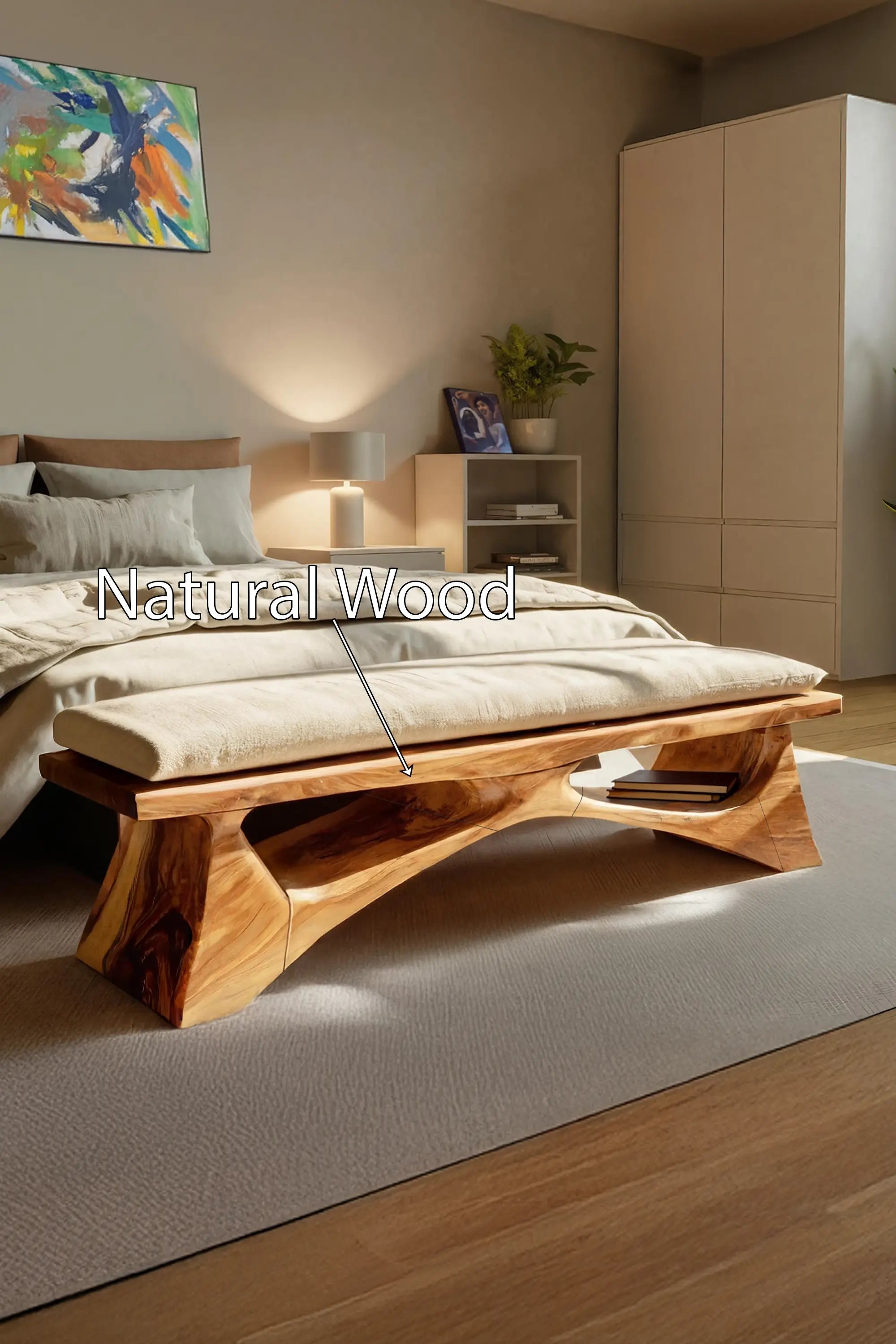 Handcrafted Solid Wood Bench For End-of-Bed Styling - view 5 of 7