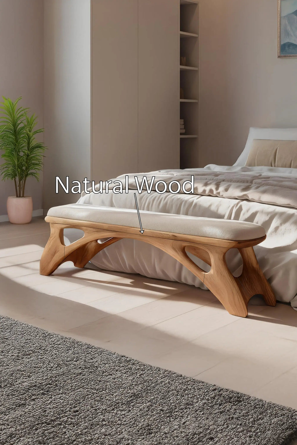 Handcrafted Bedroom Bench For Natural Interior Styling - view 5 of 7