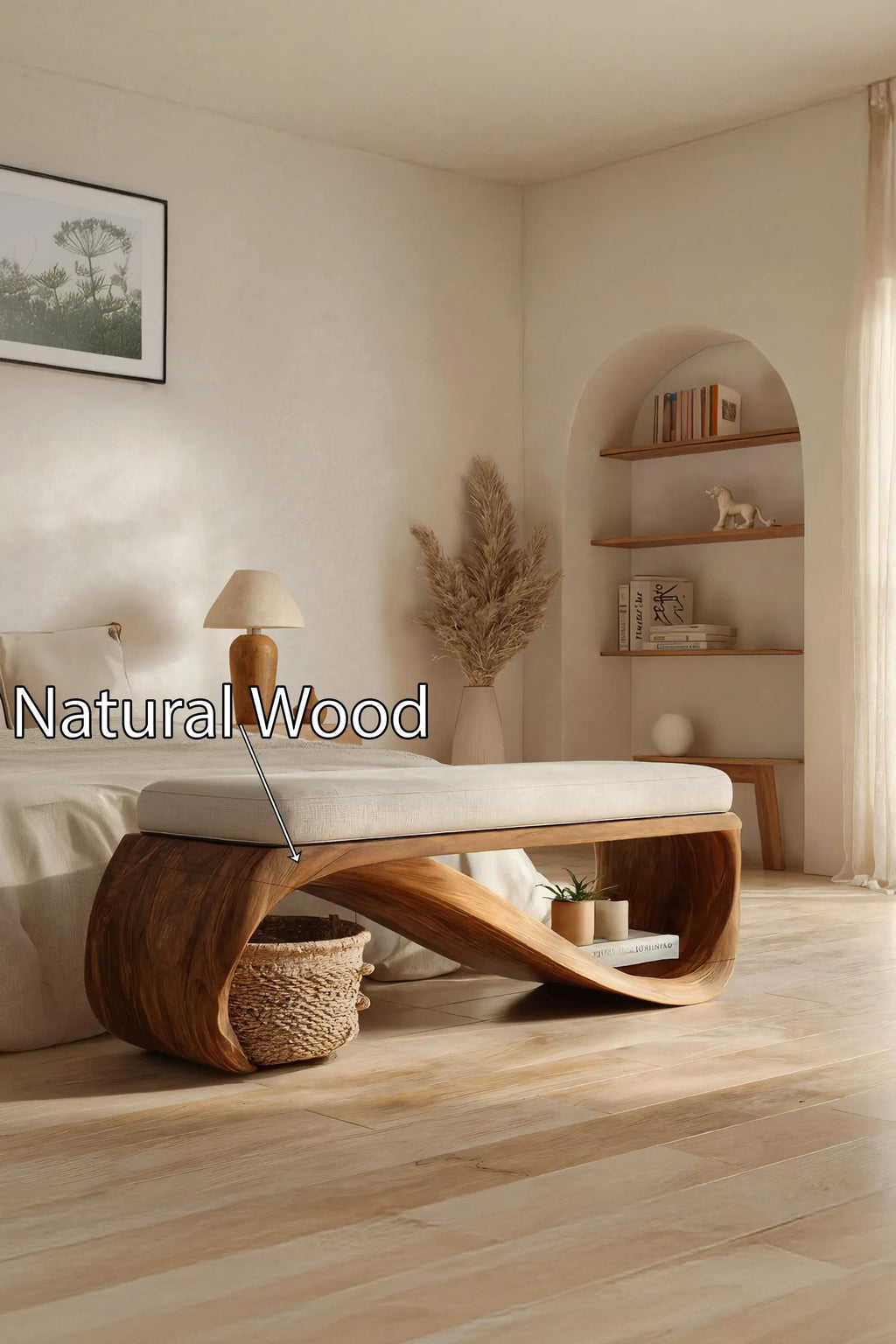 Mid Century Wooden Bench For End-of-Bed Placement - view 7 of 7