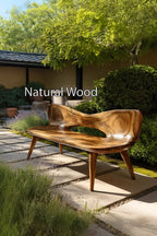 Mid Century Artistic Wooden Bench For Patio Setup - view 5 of 7