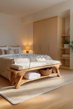 Modern Sculpted Wood Bench For Bedroom Interior Styling - view 5 of 7