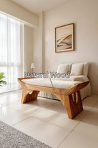 Farmhouse Wooden Bench With Shelf For Bedroom Setup - view 5 of 7