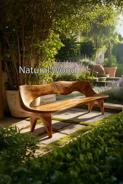 Handcrafted Curved Wood Bench For Outdoor Furniture Styling - view 5 of 7