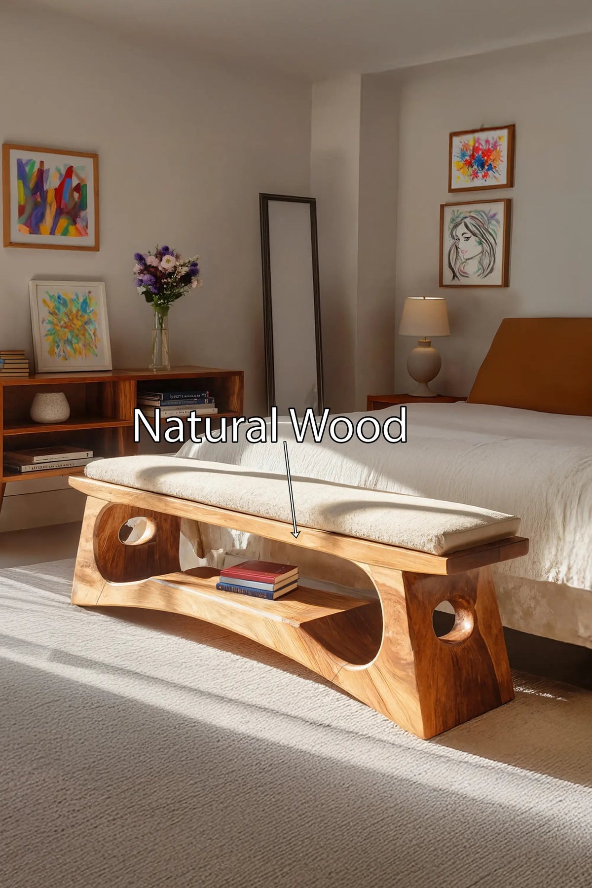 Modern Wooden Bench For Natural Bedroom Decor - view 5 of 7